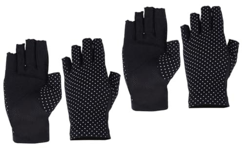 GALPADA 2paare Halbfinger Uv-Schutz-Handschuhe Für Damen Ultradünne Outdoor-sonnenhandschuhe Für Radfahren Fahren Und Klettern Schwarz rutschfeste Atmungsaktive Fitness-Handschuhe