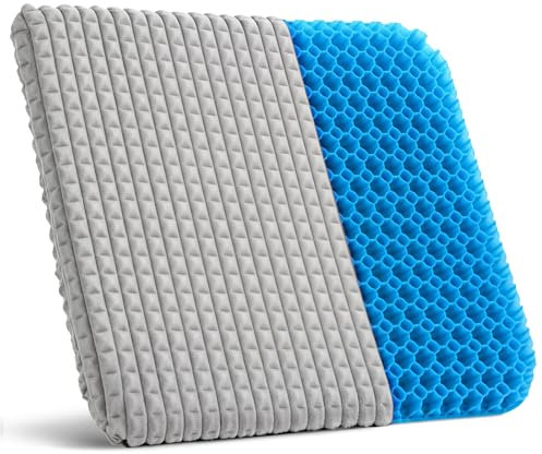 HASA zone Weicher Plüsch Sitzkissen Bürostuhl, Doppelt Dick Gel Rollstuhl Sitzkissen, Waschbarer Bezug mit Reißverschluss,Gel Sitzkissen für Rollstuhl Kissen/Auto/Büro/Haus（Kristallgrau）