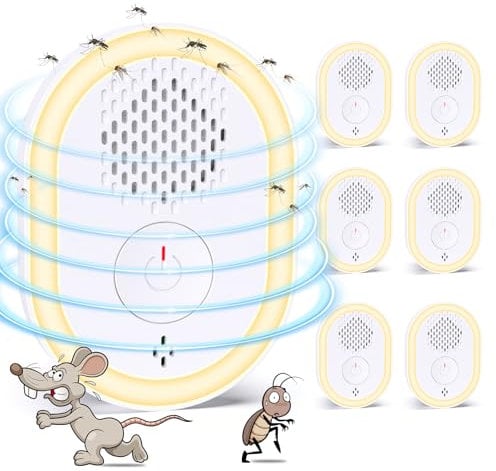 Mückenschutz, 6 Stück Mückenstecker Indoor, Mückenlampe UV Mückenabwehr Insektenvernichter Elektrisch Steckdose Ultraschall Insektenschutz Mückenvernichter für den Innenbereich, Fliegen, Motten