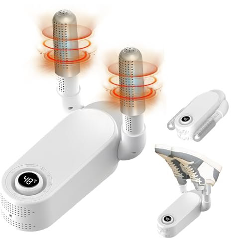 Schuhtrockner Elektrisch, Schuhtrockner Antibakteriell, Schuhe Stiefeltrockner mit intelligenter Timer, Faltbares Boxhandschuh Trocknergerät, Schnell Trocknendem für Hüte Socken Skistiefel (White)