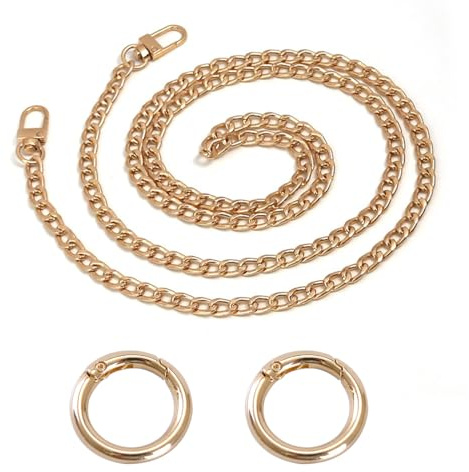 SIRLOMU Handtaschen-Metallkette, Handtaschenriemen, Handtaschenkette Handtaschenkette mit Metallclip (120 cm/47,2 Zoll) (Gold)
