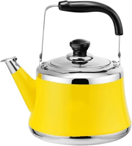 Cute Candy Color Whistling Tea Kettle - 1L, 1.5L, 2L - Stainless Steel for All Stovetops(Yellow,1L)