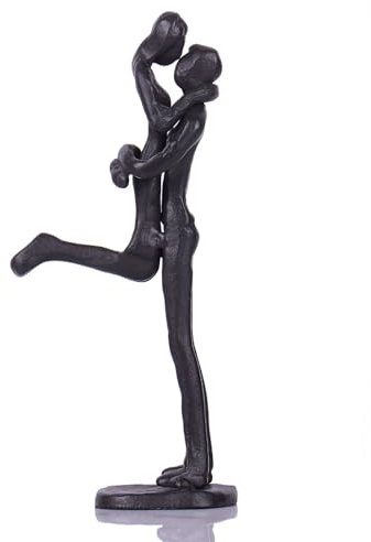 7.7 Iron Couple Sculpture - Romantic Figurine for 6th Wedding Anniversary or Valentine’s Day - Modern Metal Statue for Shelf or Mantel Decor - Unique Love Gift for Her, Him, Husband, or Wife