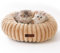 MEWOOFUN katzenbett Flauschig Donut hundebett kleine Hunde Waschbares - Angstlösendes Beruhigendes katzenbett große Katzen Welpenbett mit Rutschfester Unterseite, Kamel 50x50cm
