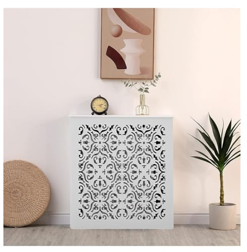 Qulamrdk Modern White Painted MDF Cabinet Radiator Heating Cover Thicken MDF Wooden High Gloss Suitable for Living Room Kitchen Corridor White Wood(100x90x20cm)