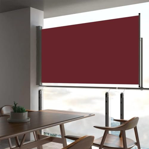 Myheimly Ausziehbare Seitenmarkise Sichtschutz Sonnenschutz 160x300 cm Rot