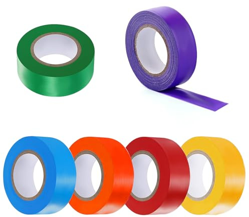 QoTang 6 Rollen Markierungsband,Klebestreifen Bunt Nicht Klebend Neon Klebeband Kunststoffband,Flagging Tape für den Heim und Arbeitsplatzgebrauch,6 Farben 1,9 cm x 25 m
