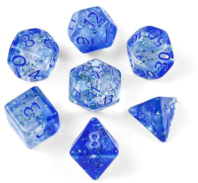 7 Polyedrische MTG Würfel Set, Polyeder Glitzer Würfel, D&D Dice Set | D4 D6 D8 D10 D12 D20 D% Würfelset für Dungeons & Dragons RPG MTG DND Tischkartenspiele