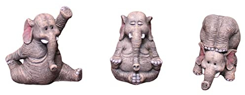 Uqezagpa Kreative Yoga-Elefanten-Figur, Kunstharz, Kunsthandwerk, Tiere, Ornament, Schreibtischdekoration, Skulptur für Zuhause, Wohnzimmer, Heimdekoration, Wohnzimmer, Akzente, Schlafzimmer, 3 Stück