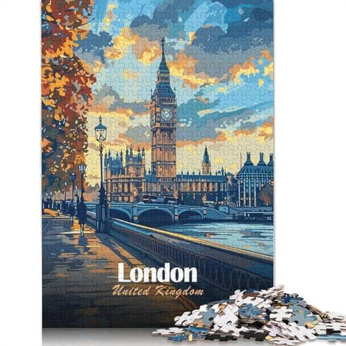 Teenagers Jigsaw Puzzle London, United Kingdom Cityscape Art 1000 Piece Jigsaw Puzzles Paper Jigsaw Puzzle for Adults Educational Games 38x26cm/1000pcs