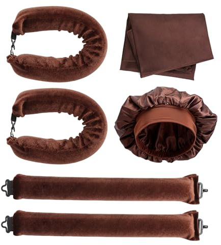 XRVRILE Heatless Curls 4 Stück, Locken Ohne Hitze aus Baumwolle, Lockenwickler Über Nacht mit Seidenschal & Schlafhaube, Lockenwickler Ohne Hitze für Lange Haare
