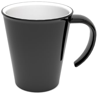 Ornamin Mehrweg-Kaffeepott 300 ml | leichter Kunststoffpott I offener Henkel | stapelbar, BPA-frei | langlebiges Geschirr Made in Germany (1, Schwarz, 300 ml)