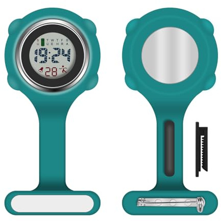 Vicloon Nurse Watch Brooch Silicone Nurse Watch with Clip Nurse Pocket FOB Watch Hanging Pocket Brooch Fob Watch for Nurse Doctor