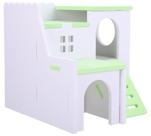Cabilock Hamsterhütte mit Schlaf und Versteckfunktion Kleines Selbstgemacht Haustierversteck für Igel und Hamster Hellgrünes Holzhaus für Kleintiere