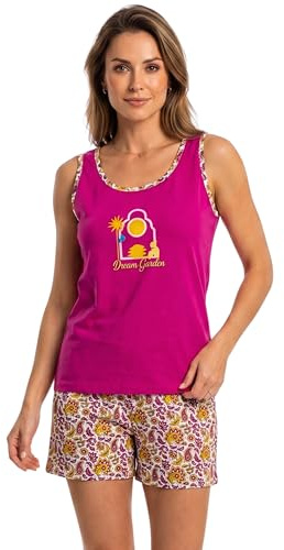 o-day Vanuè Completo 2 Pezzi Canotta e Pantaloncino Pigiama Corto Donna Cotone 100% -Pigiama Donna Estivo Leggero