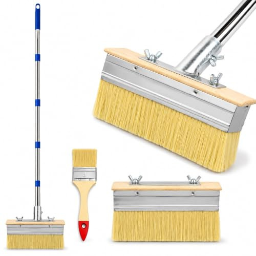 EDS 18cm Deck Stain Applicator 2 Brush Heads 150cm Long Handle Brush