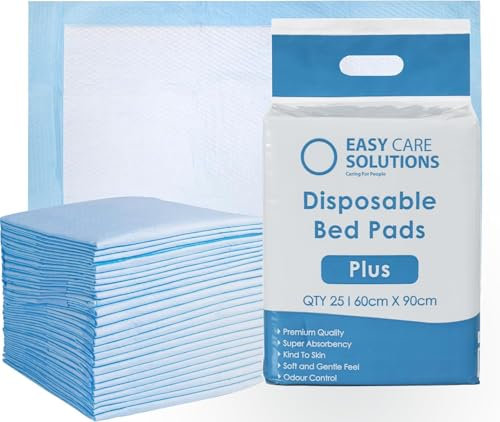 25 x Easy Care Solutions 60 x 90 cm | Disposable Incontinence Bed Pads, Underpads, Bed Mats, Mattress Protectors, Incontinence Pads, Waterproof Bed Sheets for Babies, Children & Adults | 1 Pack of 25