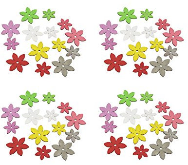 DECOLINE Deko-Blumen aus Holz bunt 56 Stück