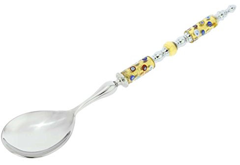 Italienischer Salatlöffel aus Muranoglas - Gold Millefiori