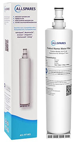 AllSpares Wasserfilter für Kühlschrank geeignet für Whirlpool SBS200 / SBS002 / SBS001 und Bauknecht SBS103 (1 Stück)