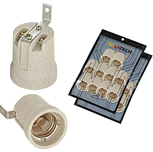 ISOLATECH 20Stk E27 grau Keramik Fassung mit Befestigungswinkel/Außenbügel (max.250V/4A) Leuchtmittel für Home Decke Installation Badezimmer Küche Kühlschrank Sockel Halterung einbauen