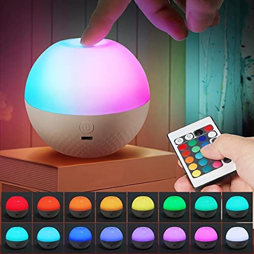 Opard LED Stilllicht Dimmbar, Nachttischlampe mit Fernbedienung ohne Kabel, Nachtlicht Kinder, 16 Farben 10 Dimmbare 4 Modi Kleine Touch, LED Tischlampe Kabellos Kinderzimmer, Deko Schlafzimmer