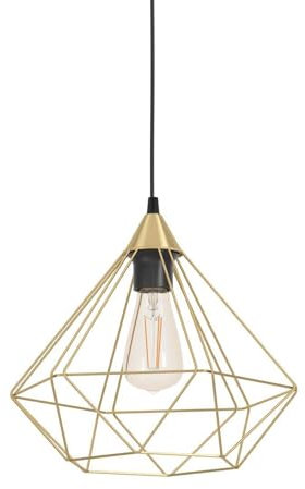 EGLO Pendelleuchte Tarbes, 1 flammige Hängelampe, Hängeleuchte aus Metall in Messing-Gebürstet, Esstischlampe, Wohnzimmerlampe hängend mit E27 Fassung, Ø 32,5 cm