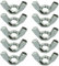 AERZETIX - C58236 - Set di 10 Dadi con alette/orecchie M8 - dado a farfalla - metrica femmina - in acciaio zincato - colore argento