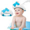 Duschhaube Kinder Baby Verstellbare Dinosaurier-Form Haare Waschen Kinderschutz Schild Shampoo Schutz Baby-Visier für Augen, Ohren und Gesicht - KAMHBE (Dinosaurier-Blau)