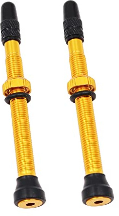 ANCLLO 2 Piezas Bicicleta Aleación De Aluminio Tubeless Presta Valve Stem 60Mm Neumático Válvula Francesa con Tapa Cubiertas Antipolvo para Neumático De Vacío De Mountain Road Bike-Amarillo