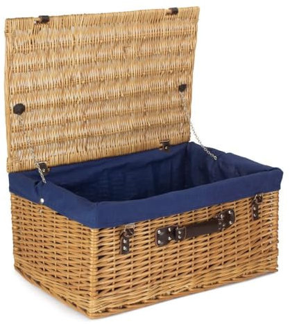 Red Hamper EH044N Wicker 60cm Buff Picnic Basket with Blue Lining
