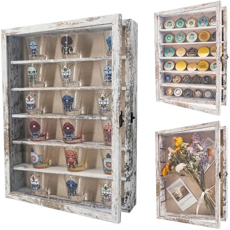 FramePro 3D Bilderrahmen 30x40 Große Schattenbox Vitrine Rahmen mit Glasfenstertür Erinnerungsstücke Medaillen Erinnerungsbox für Andenken - Weiß