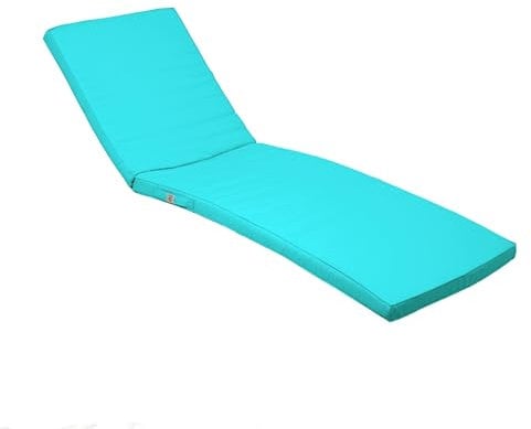 deco arts Coussin Bain de Soleil - Coussins Rectangulaires pour Chaise Longue - Coussin Déhoussable avec Traitement imperméable et Poignées de Transport - Certifié Oeko-TEX - 185x60x5 cm, Bleu