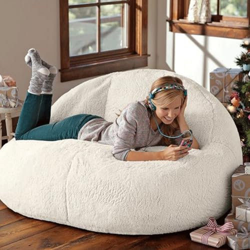 NIBHZ Weich getufteter Schaumstoff-Sitzsack für Erwachsene, Flauschiges, faules Sofa, Teddy-Stoff-Sitzsäcke, Bequeme Couch, gefüllter Sitzsack, Sofa, Lesesessel, Lounge-Sessel (nur Sitzsackbezüge!),M