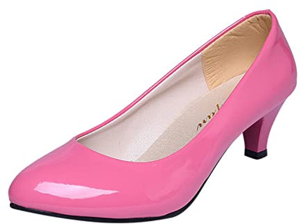 Scarpe basse da donna, modello classico da ufficio, punta in pizzo, tacco basso da donna, scarpe da ufficio, scarpe a spillo, leggere, comode da sera, scarpe da lavoro, Colore: rosa., 39