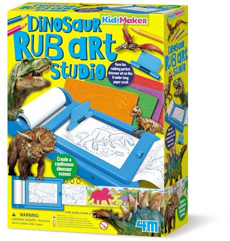 4M - Dinosaurier-Kunststudio | KidzMaker | Drucke Dinosaurier-Kunstwerke auf 8 m Endlospapierrolle | Kreativer Lernspaß | 68744