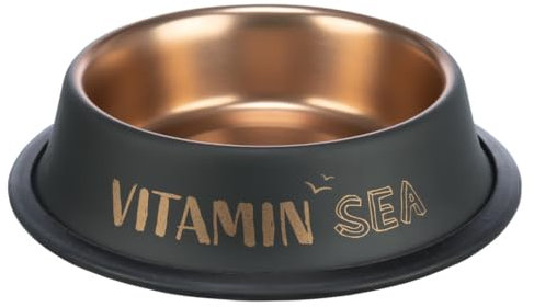 TRIXIE Hundenapf aus Edelstahl BE NORDIC 450 ml schwarz/bronze - moderner Fressnapf für große Hunde ø 19 cm Edelstahlnapf mit rutschfester Gummierung - 24304