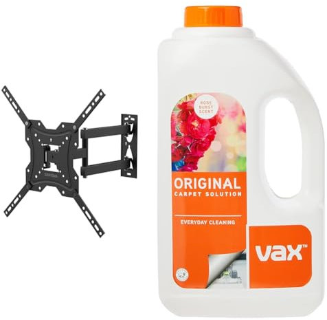 GRIFEMA GB1004 Swivel TV Wall Bracket, for 26-55 inch Screens, for Flat & Curved TV up to 30KG, Tilt, VESA Mount 75x75MM to 400X400MM,Black & Vax Original 1.5L Carpet Cleaner Solution