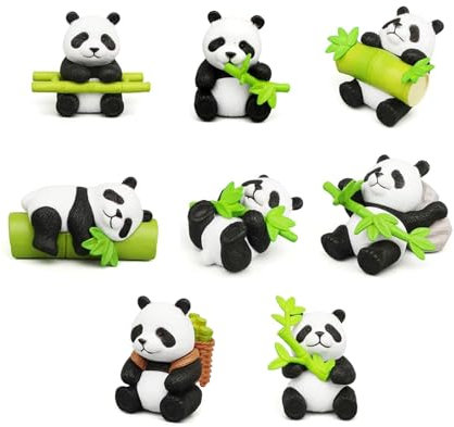 Eterspr 8 Modèle Animalier de Style Chinois, Modèle Mini Panda, Peut Être Utilisé comme Décoration pour la Maison, Le Balcon, Le Jardin, etc, ou comme Décoration pour Créer Un Micro Paysage