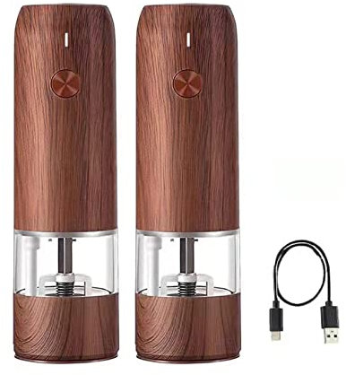 QXSJEDYCH Moulin à Poivre Moulin à Poivre Moulin à Sel Moulin à Poivre Rechargeable avec Lumière LED, Alimenté par USB Bouton-Poussoir à une Main Bouteille