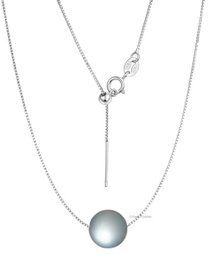 weiße Mondstein-Kristall-Anhänger-Halskette für Damen, 925er-Sterlingsilber-Kette mit 10 mm A+ Grade Kristallperle, 45cm verstellbare Länge Heilungs-Halskette Schmuck Geschenk für Frauen Mädchen