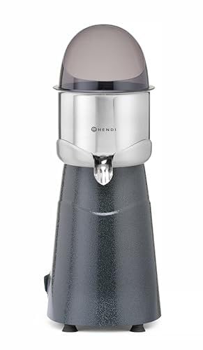 HENDI Spremiagrumi, elettrico, incl. 3 diversi coni di spremitura in ABS, classificazione impermeabile IPX1, 230V/180W, 213x207x(H)417mm, alluminio, acciaio inox, policarbonato, ABS