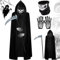 Sensenmann Kostüm 150 cm, 4 Stk Halloween Umhang Set Halloween Gesichtsmaske Handschuhe Halloween Sense,Grim Reaper Kostüm Erwachsene,Halloween Kostüm Set für Hallowee Karneval Cosplay Party Maskerade