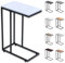 SG Traders C Shaped Side Table Coffee Table End Table Under Sofa Living Room Table Snack Laptop Holder Stable Metal Frame for Bedroom Office Sofa Bed Side Table Easy to assemble (White)