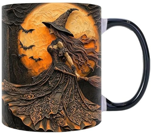 Witch Ceramic Camping Mug | Novelty Coffee Cup Ceramic Mug Crafts | Rustic Witch Mug | Halloween Witch Cup Decoration | Witch Crafts Season Mug | Versatile Halloween Witch Cup For Tea & Coffee