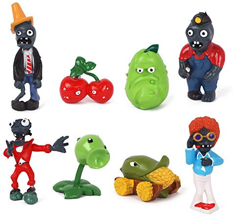 Juego de 8 figuras de dibujos animados de plantas zombies Peashooter, juguete coleccionable, modelo estatua, juguetes de PVC, adornos de oficina, fans, modelo coleccionable