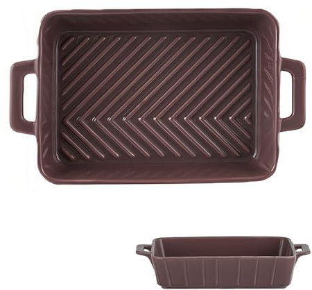 Dowbom Ceramic Baking Dishes For Oven, Small Casserole Dish For Oven, Ceramic Bakeware (Purple)
