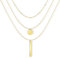 Layered Halskette Damen Herren, Goldkette Runde Anhänger Bar Anhänger Mehrschichtige Gold Halskette Triple Ketten Lange Halskette Layered Kette Halskette Set Modeschmuck für Frauen und Mädchen