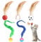 5 Stück Interaktives Federballspielzeug für Katzen, Katzenball mit Feather, Hohe Elastizität Interaktiver Spielball für Katzen, Gummi Interaktives Katzenspielzeug für Katzen Sport, Verfolgung