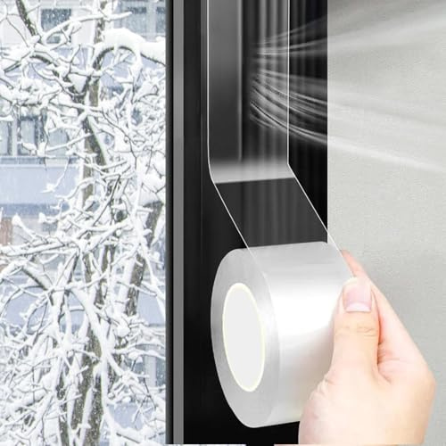 Dichtungsband Selbstklebend für Türen Fenster, Fenster Dichtungsband, 5 cm x 10 m Dichtungsband, Wind- und Wasserdicht Transparentes Dichtungsband für Fenster, Türen, Duschkabinen, Küchen